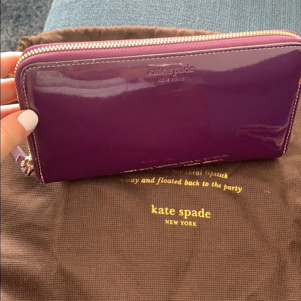 Purple Kate spade wallet zip closure